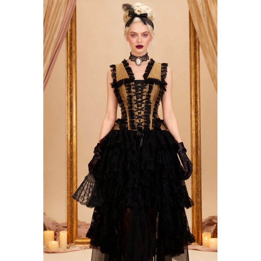 Attitude Corsets - Talina Rococo Taffeta Anastasia Langes Korsett Kleid - Goldfarben